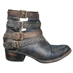 Freebird By Steven Women’s Roper Brown Leather Distressed Western Boot Size US 8